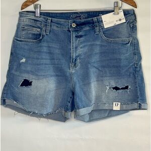 Arizona Jean Co. ~ Juniors Size 17 ~ Cutoff Cuffed Shorts W Distress ~ New W Tag